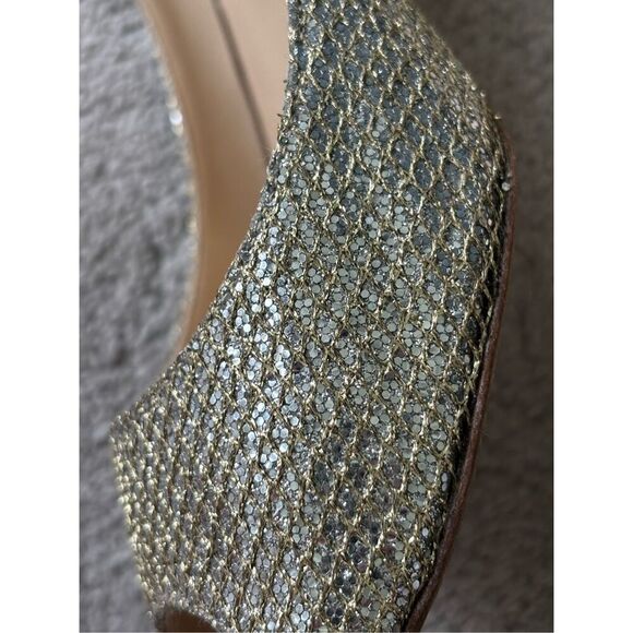 EUC Jimmy Choo Isabel Champagne Glitter Peep-Toe Pumps, Sz 39, $795 - Picture 5 of 11